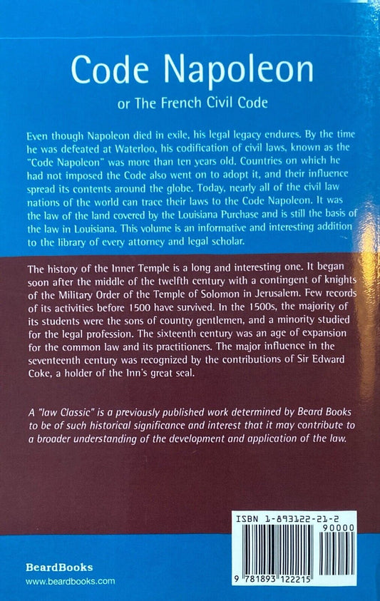 Code Napoleon or The French Civil Code by A Barrister of the Inner Temple PB