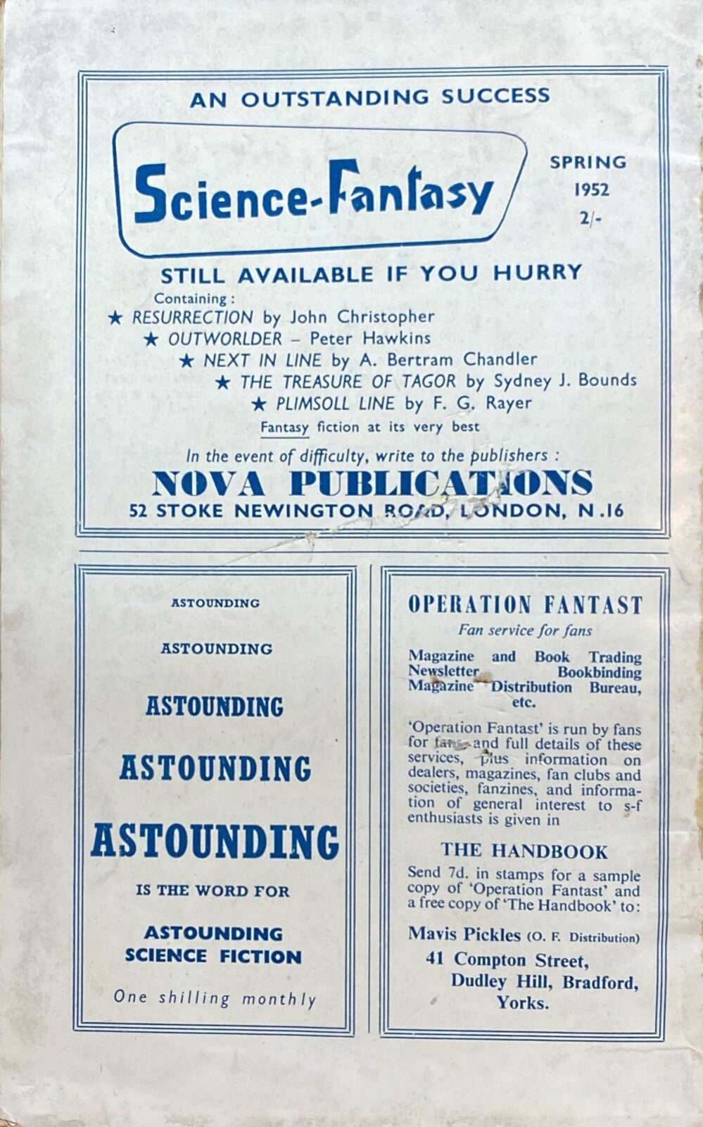 New Worlds Magazine Volume 6 No. 15 1952 British Import Science Fiction