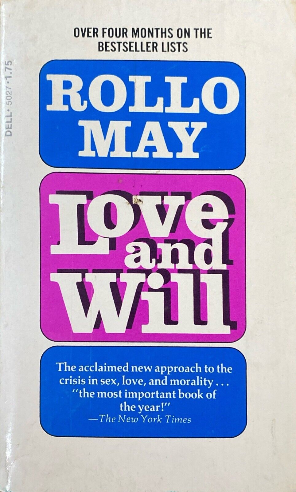 Love and Will by Rollo May 1974 Dell 5027 Paperback