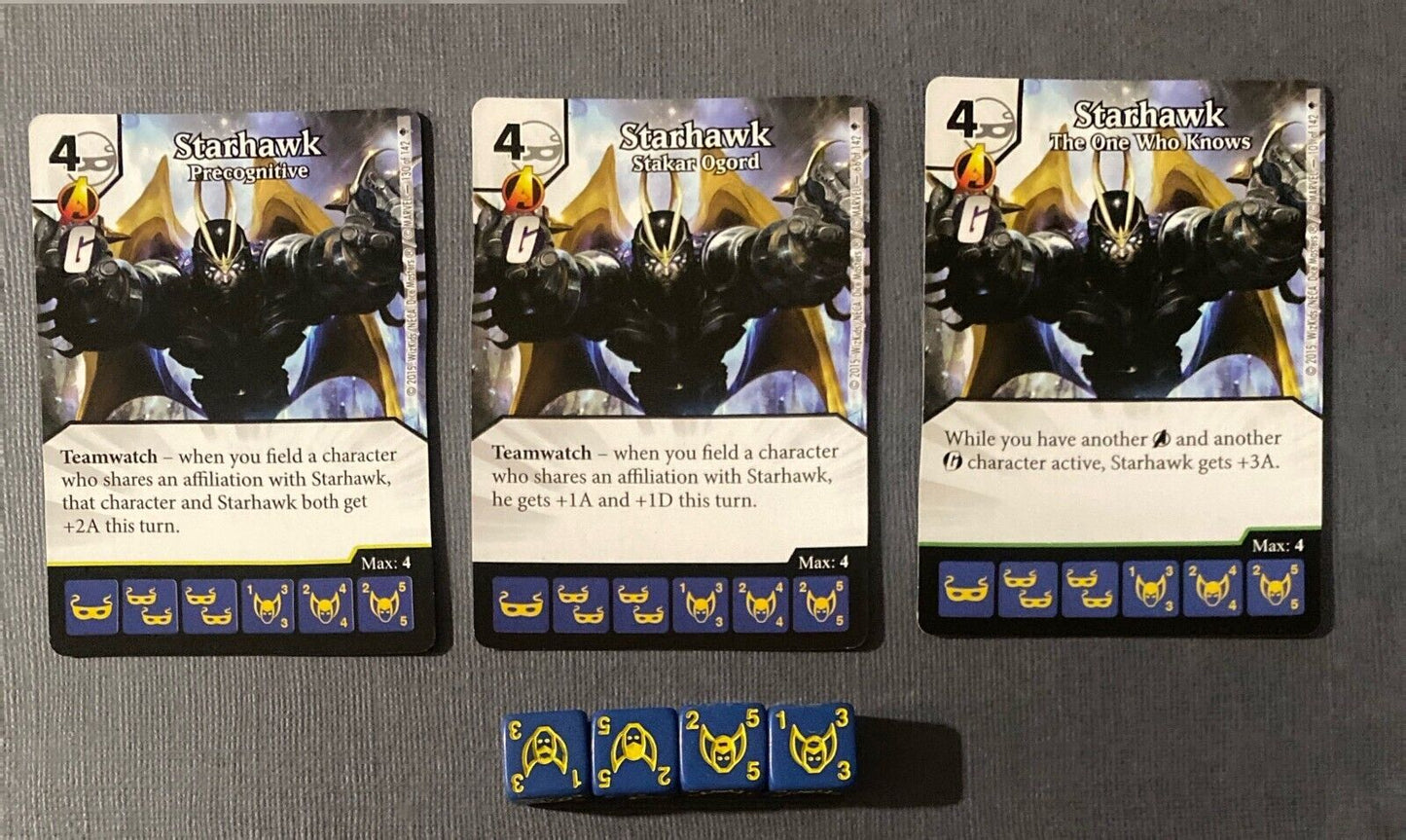 Wizkids Marvel Dice Masters Age of Ultron Starhawk CUR Rare Set +4 dice