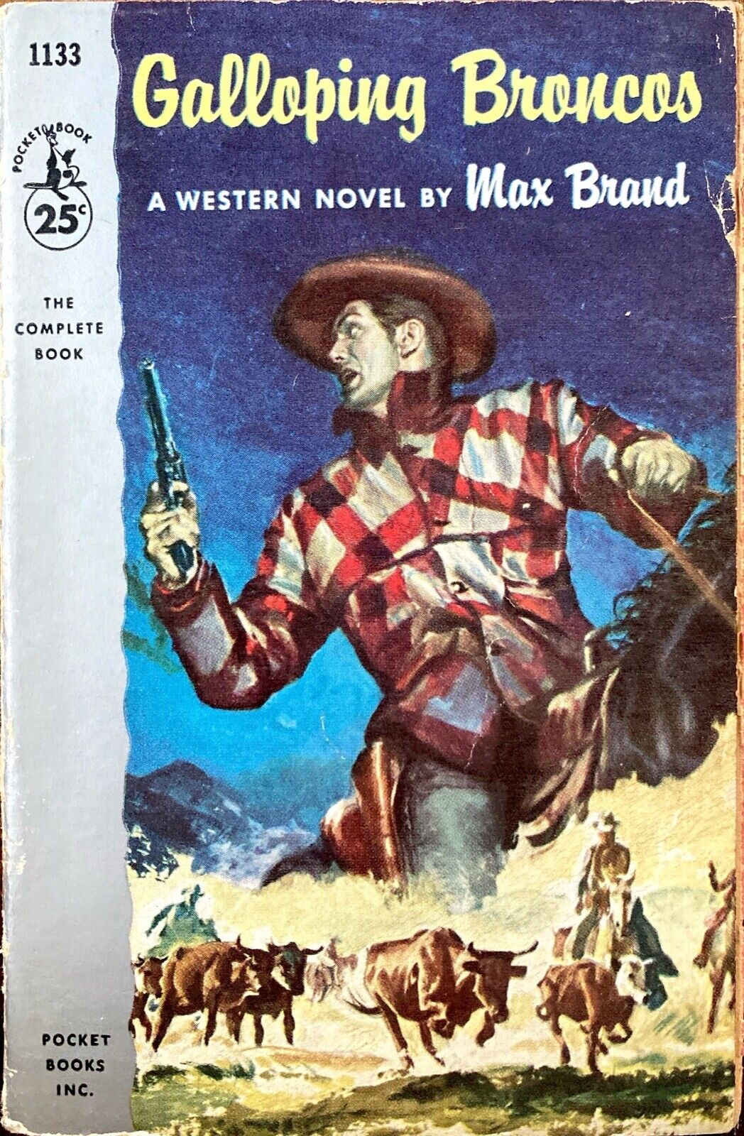 Galloping Broncos by Max Brand 1956 Pocket 1133 Paperback First