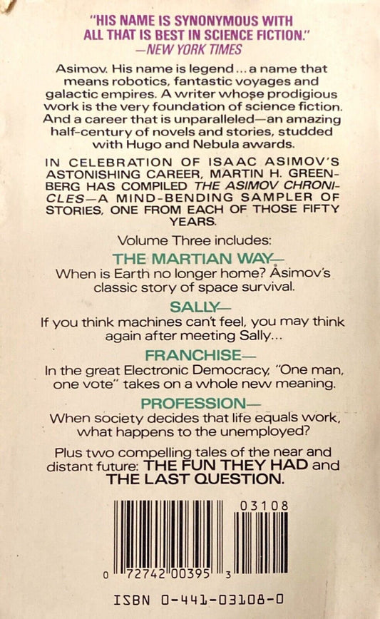 The Asimov Chronicles Volume Three by Isaac Asimov 1991 Ace Paperback