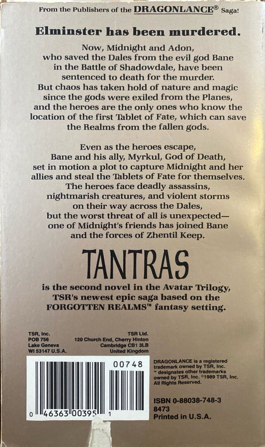 Tantras by Richard Awlinson 1989 TSR Paperback Forgotten Realms Avatar Trilogy