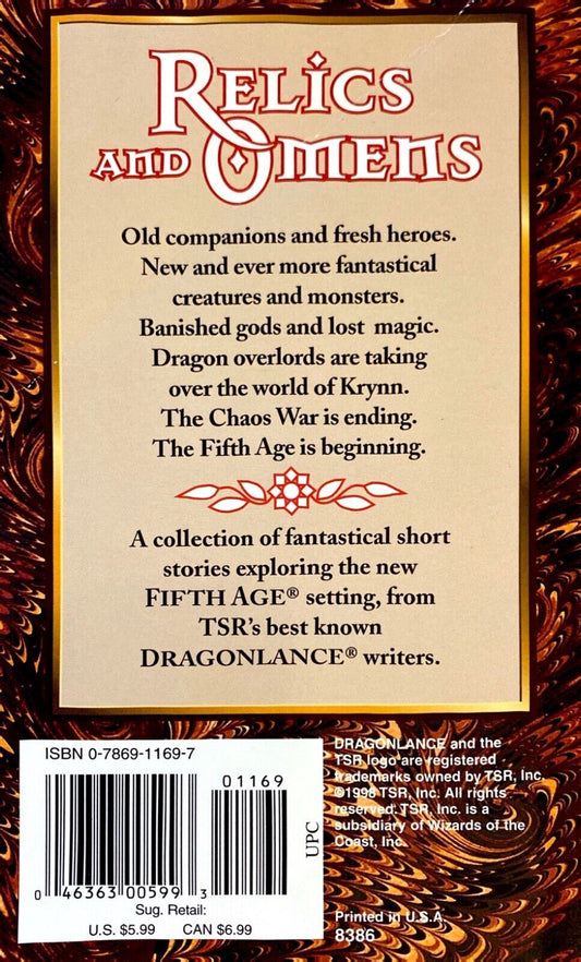 Relics and Omens edited by M. Weis & T. Hickman 1998 TSR Paperback Dragonlance