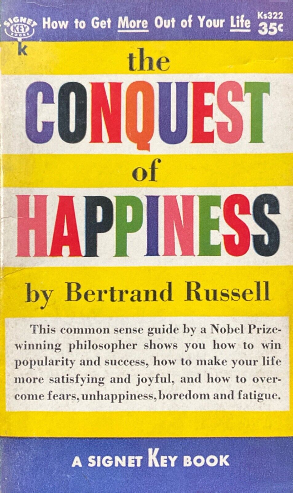 The Conquest of Happiness by Bertrand Russell 1955 Signet Ks322 Paperback