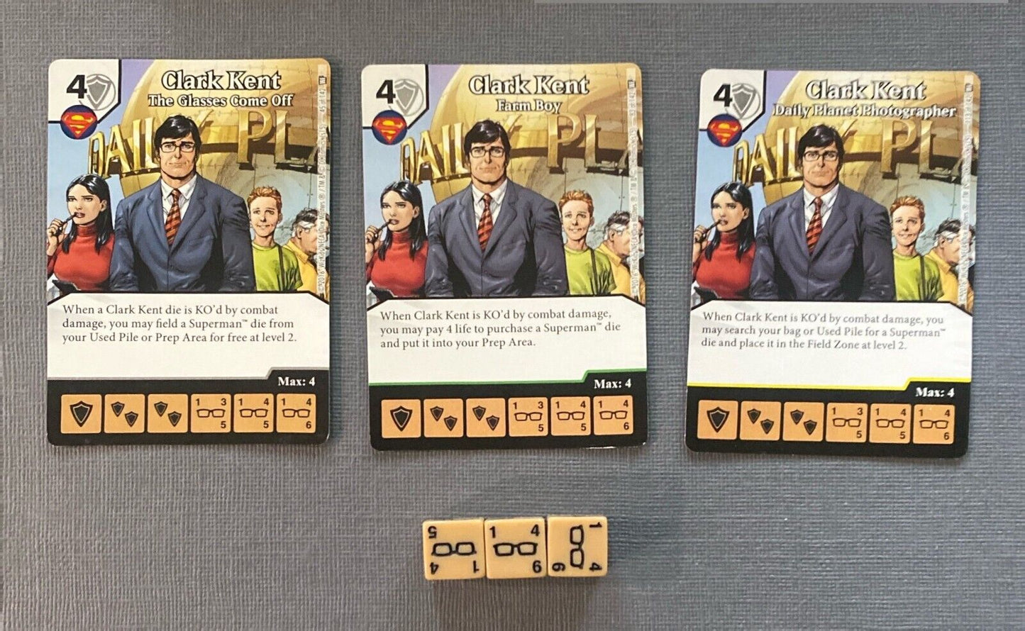 Wizkids DC Dice Masters World's Finest Clark Kent CUR Rare Set + 3 dice