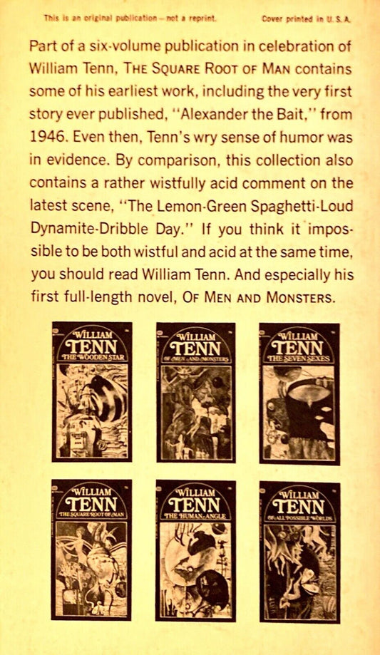 The Square Root of Man by William Tenn 1968 Ballantine U6132 Paperback