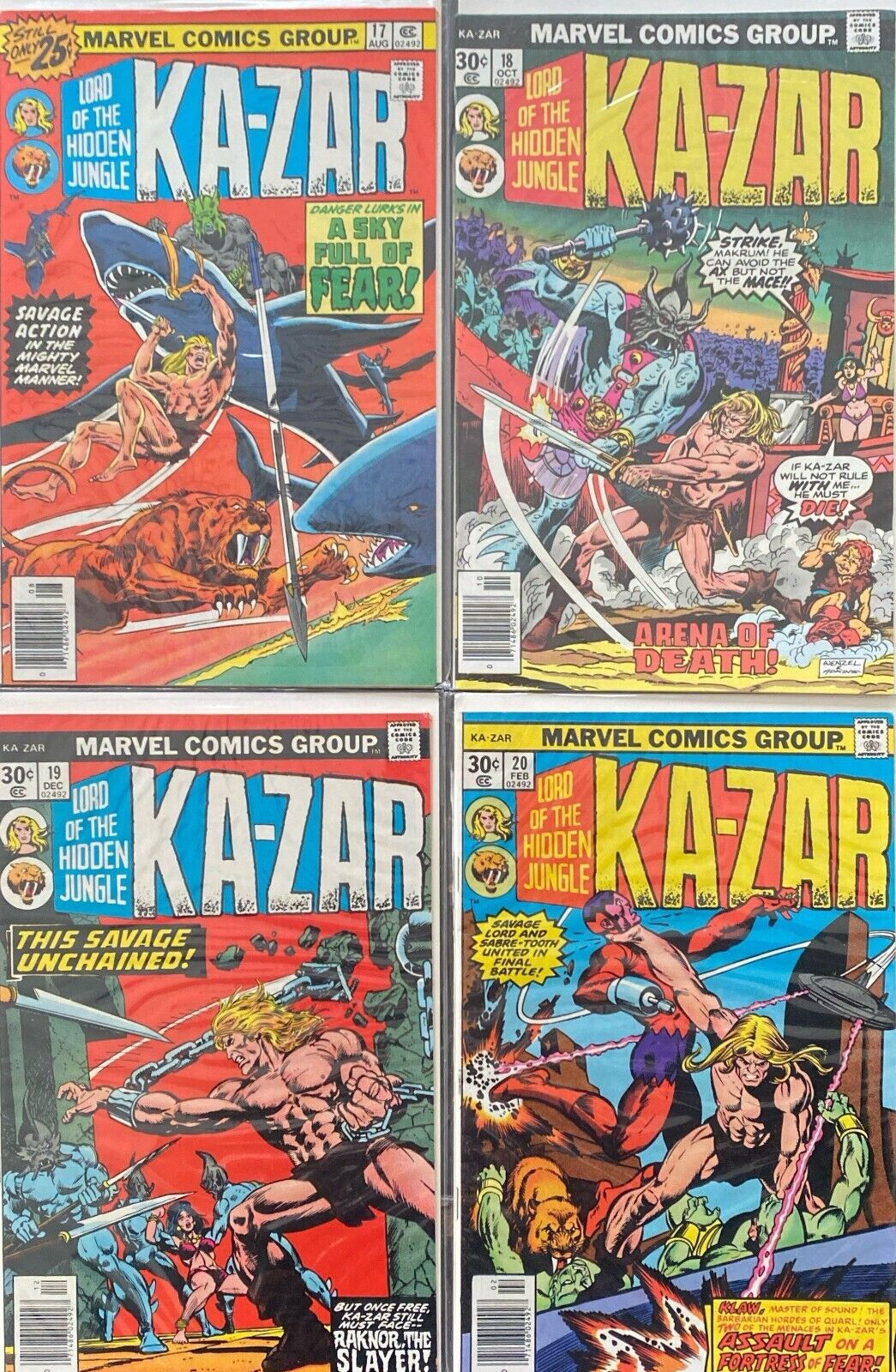 Marvel Comics Ka-zar: Lord of the Hidden Jungle #1-20 Bronze Age 1974 Complete
