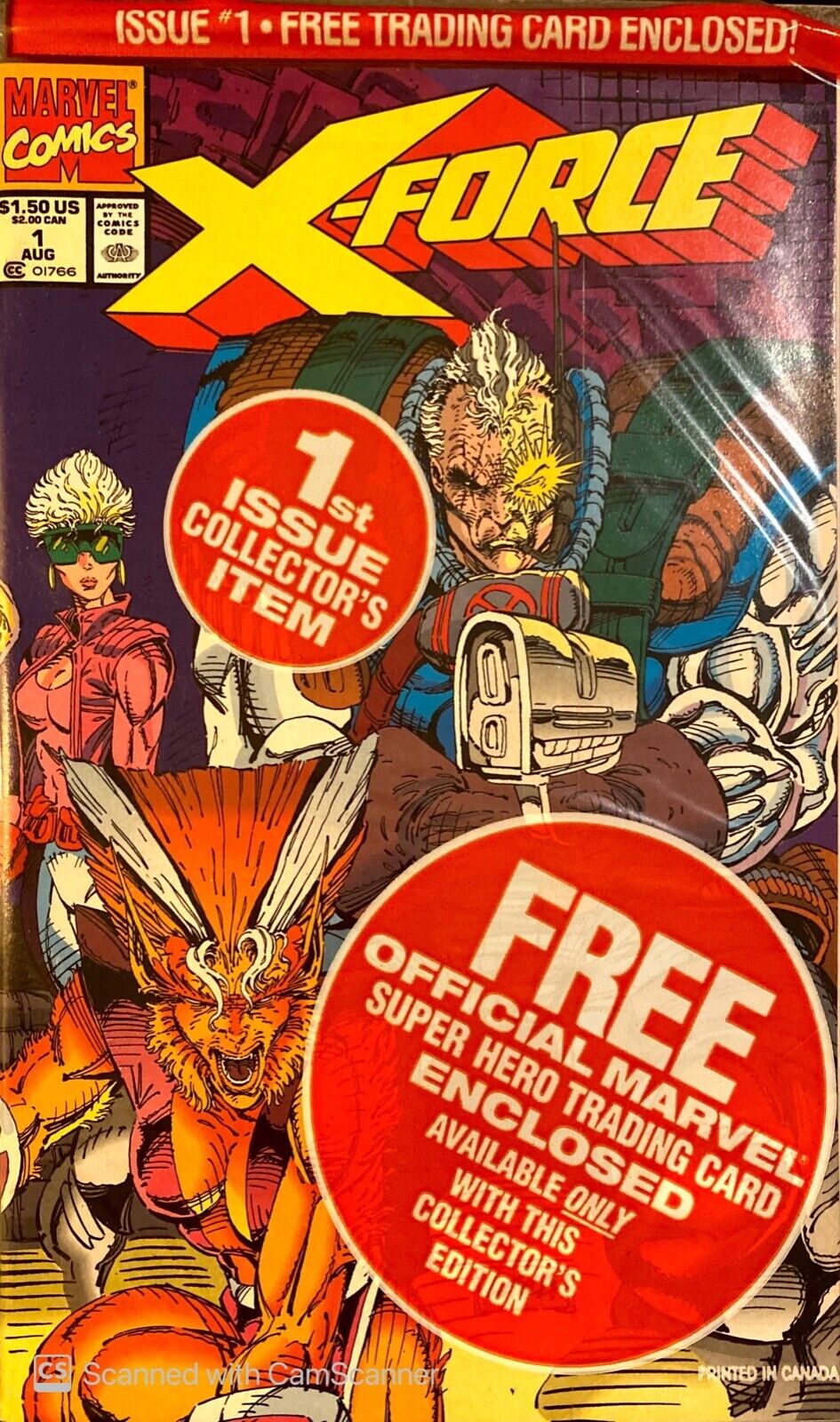 Marvel Comics X-Force #1 Copper Age 1991 Polybagged Deadpool Cable