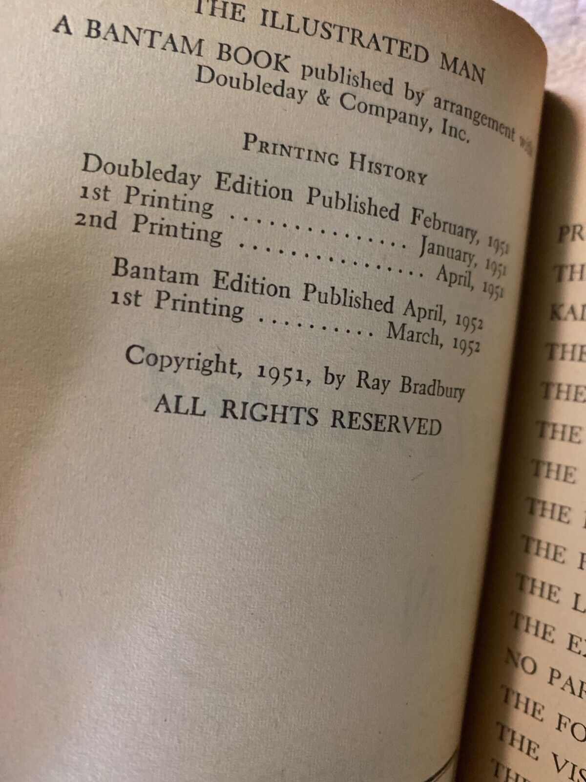 The Illustrated Man by Ray Bradbury 1952 Bantam 991 Paperback First