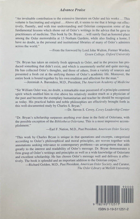 Osler: Inspirations From a Great Physician by Charles S. Bryan 1997 Oxford Press