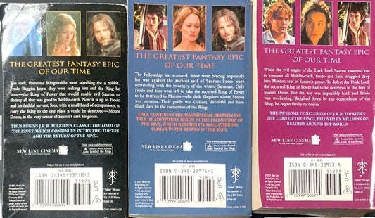 Lords of the Rings Trilogy by J.R.R. Tolkien 2001 Del Rey Paperback Movie Tie-in