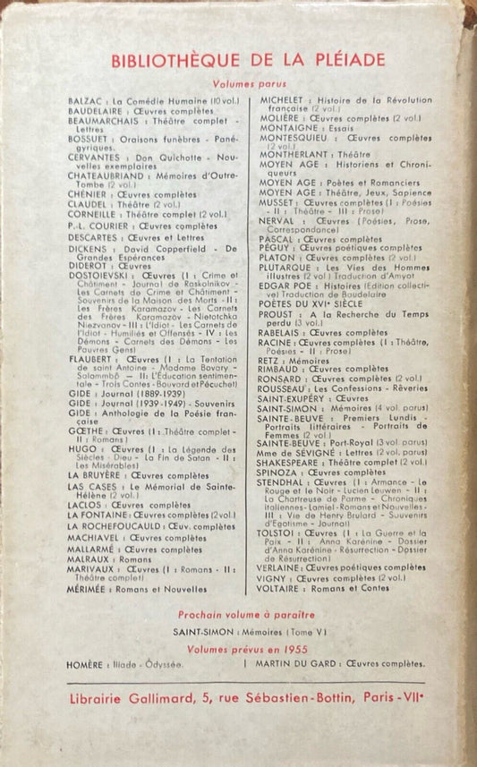 Antoine de Saint-Exupery Oeuvres 1953 Bibliotheque de la Pleiade Import