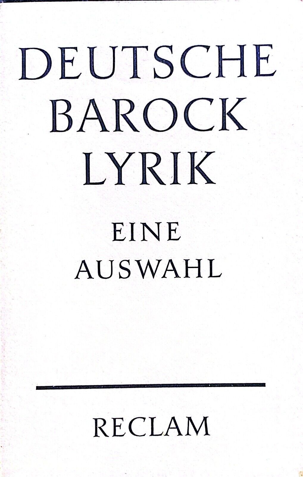 Deutsche Barock Lyrik: Eine Auswahl by Herbert Cysarz 1960 Paperback Germany