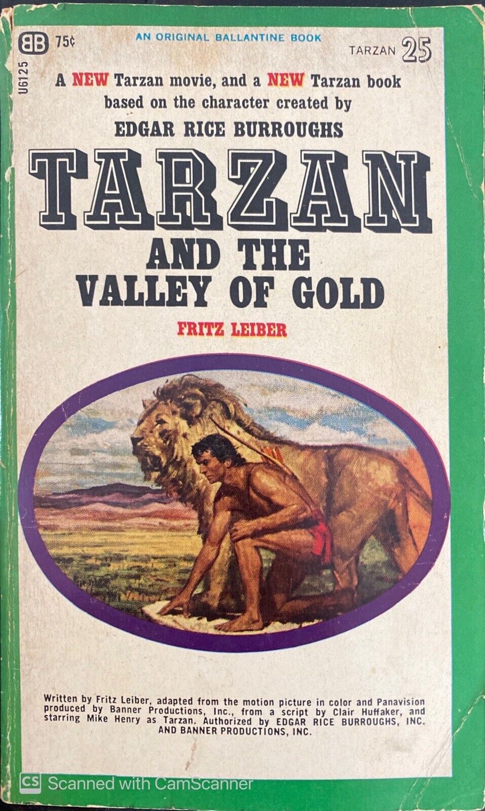 Tarzan and the Valley of Gold by Fritz Leiber 1966 Ballantine U6125 Paperback
