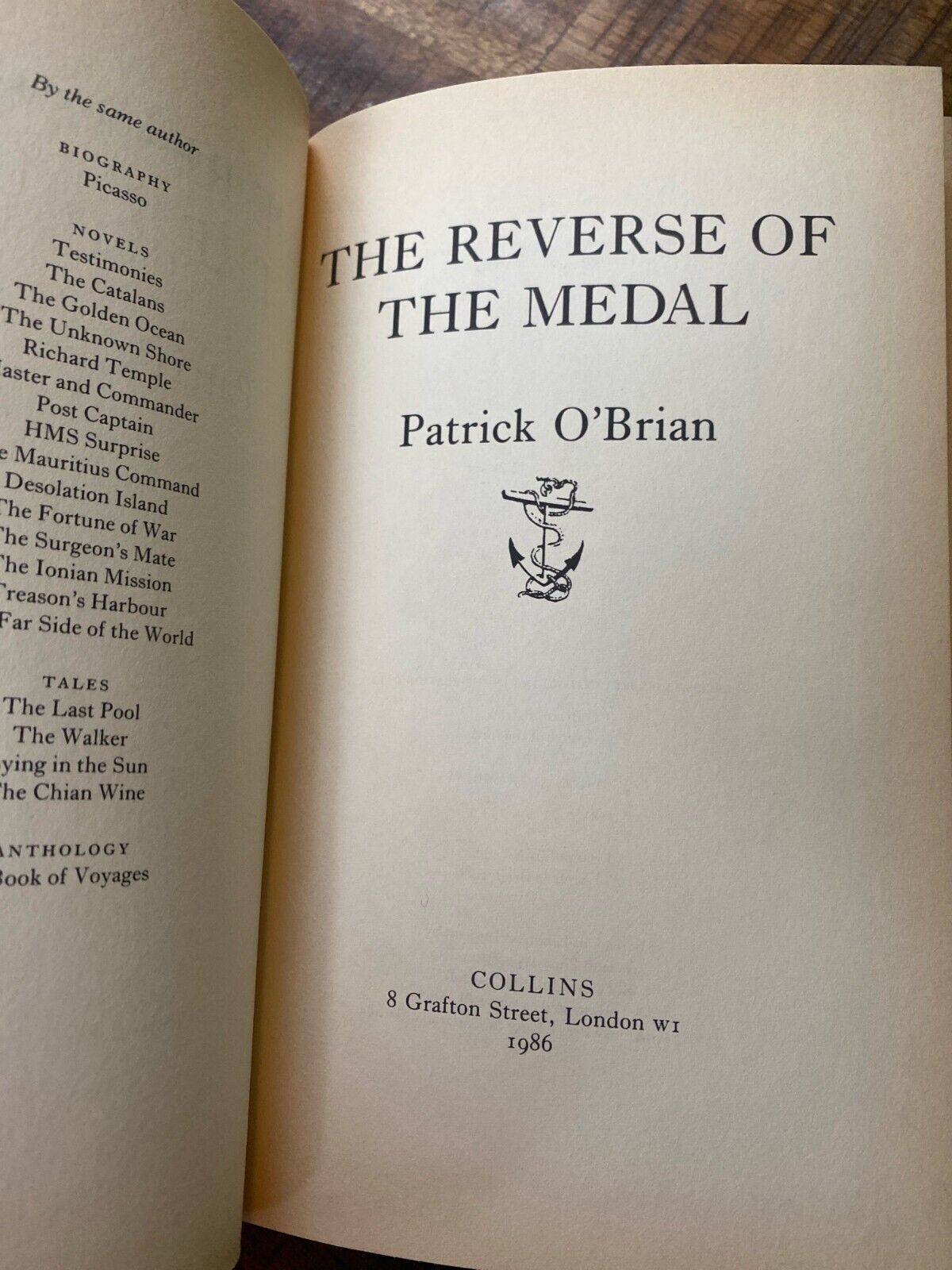 The Reverse of the Medal by Patrick O'Brian 1986 Collins Hardcover UK First