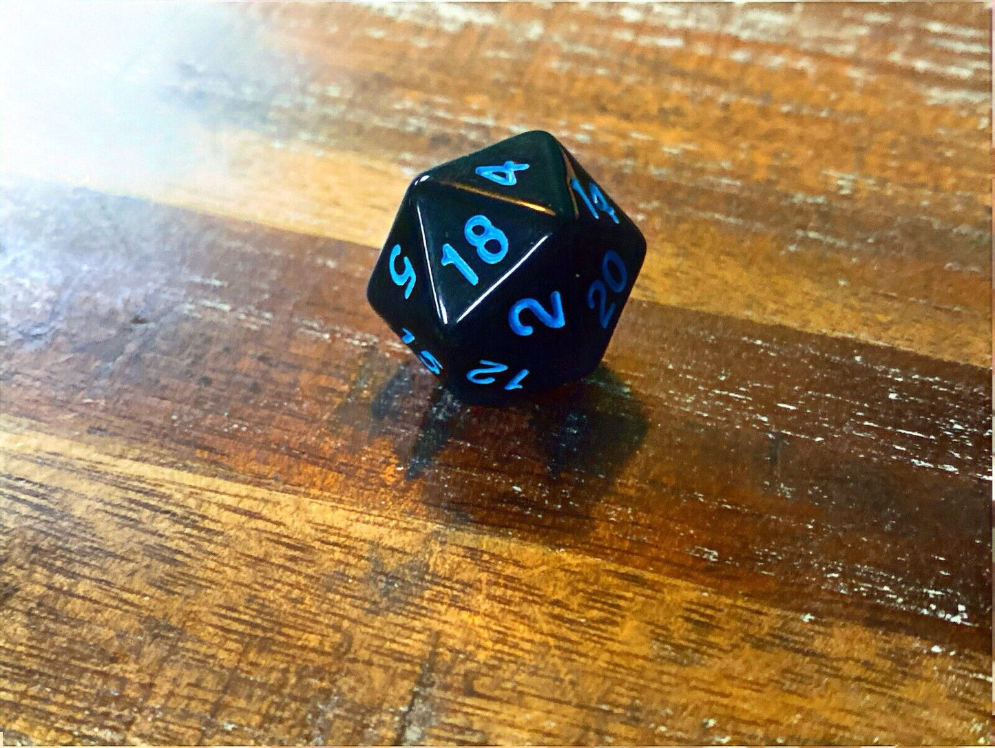 Set of 7 TTRPG Gaming Dice Dungeons & Dragons Pathfinder D20 Black Blue Number