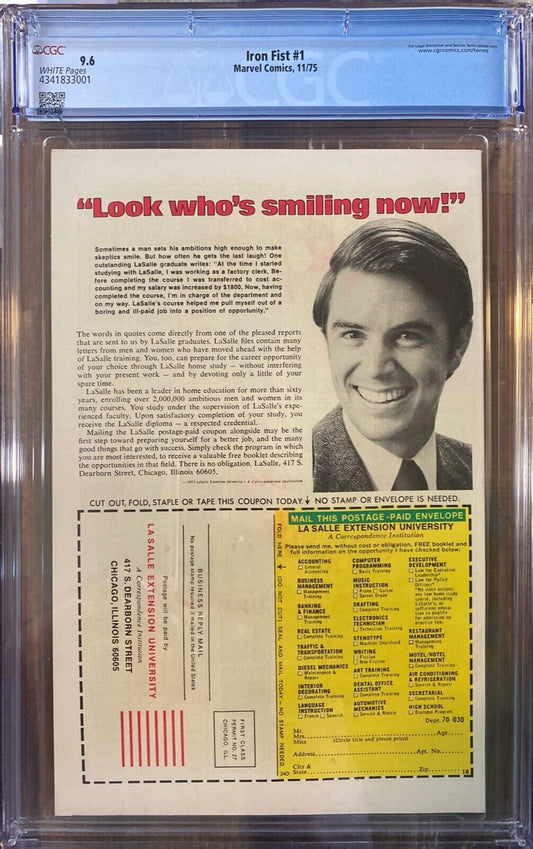 Marvel Comics Iron Fist #1 Bronze Age 1975 CGC 9.6 Blue Label