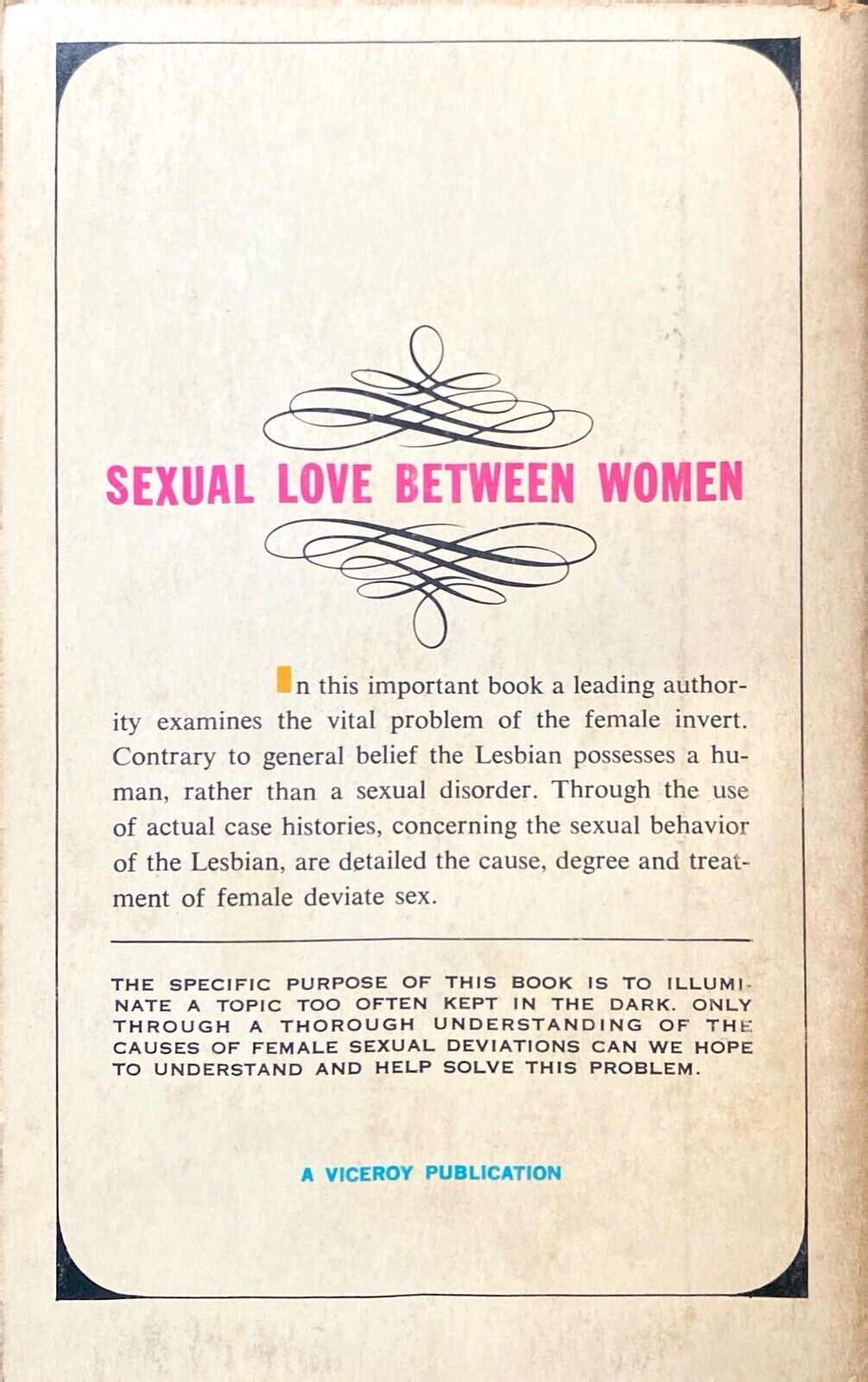 Sex Behavior of the Lesbian by Lucius B. Steiner 1964 Viceroy VP-111 Paperback