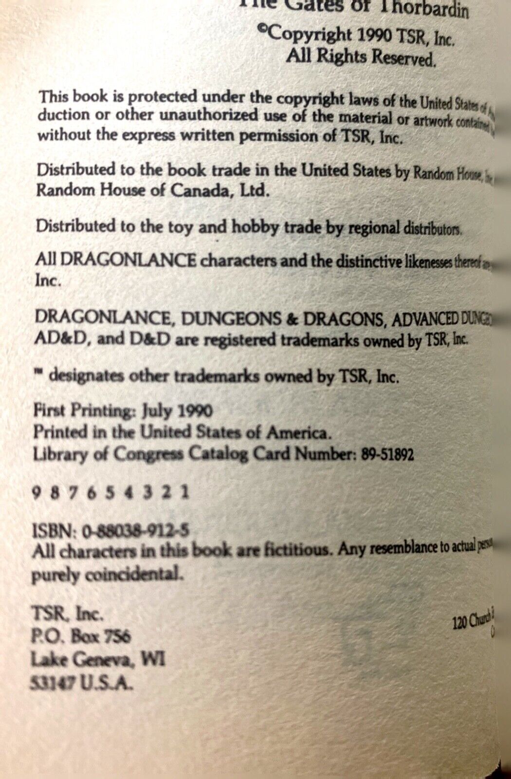 The Gates of Thorbardin by Dan Parkinson TSR Paperback Dragonlance First Edition