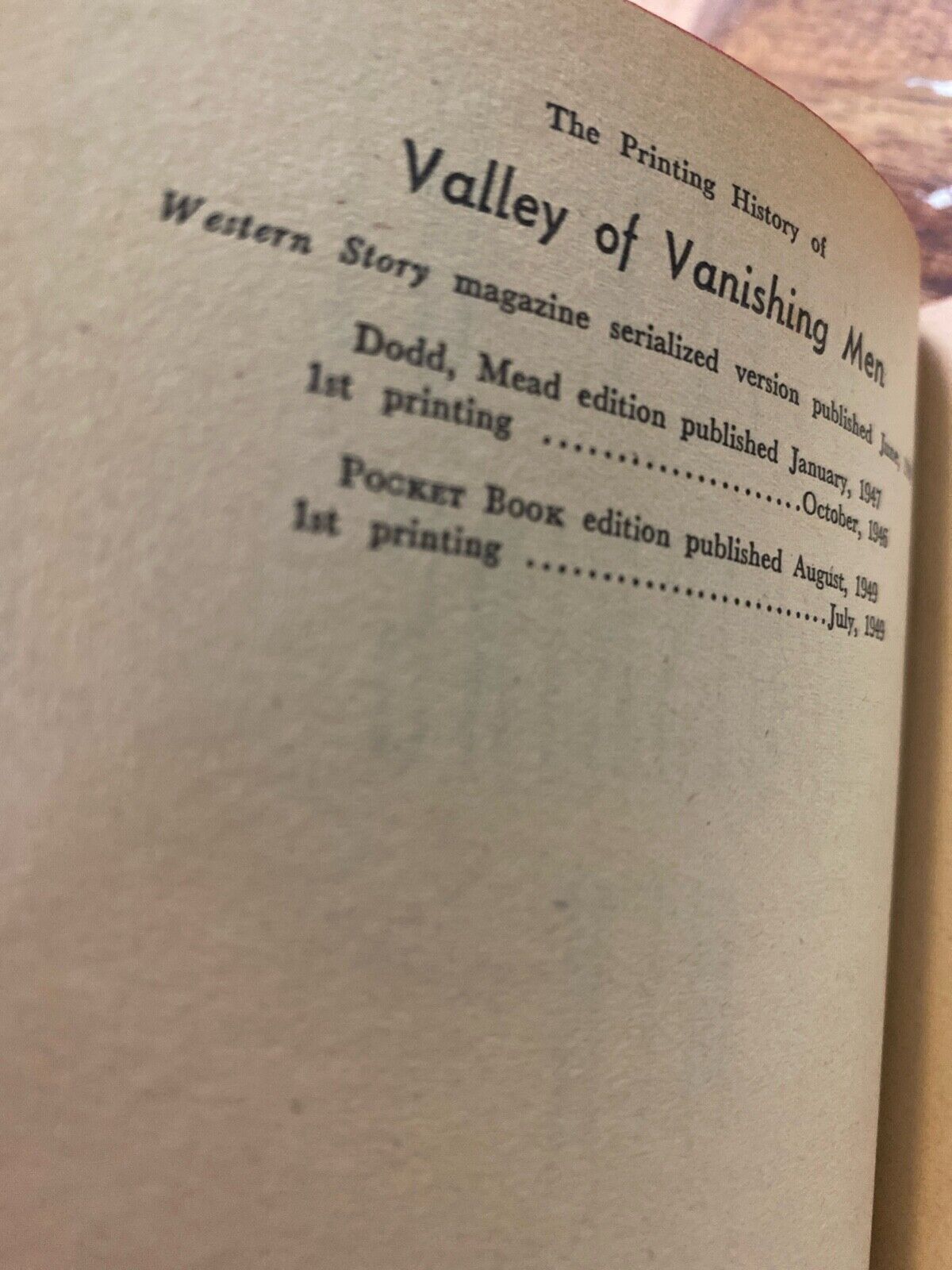 Valley of Vanishing Men by Max Brand 1949 Pocket 609 Paperback First
