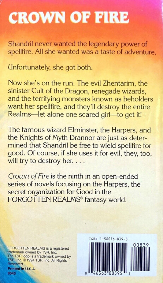 Crown of Fire by Ed Greenwood 1994 TSR Paperback Forgotten Realms The Harpers