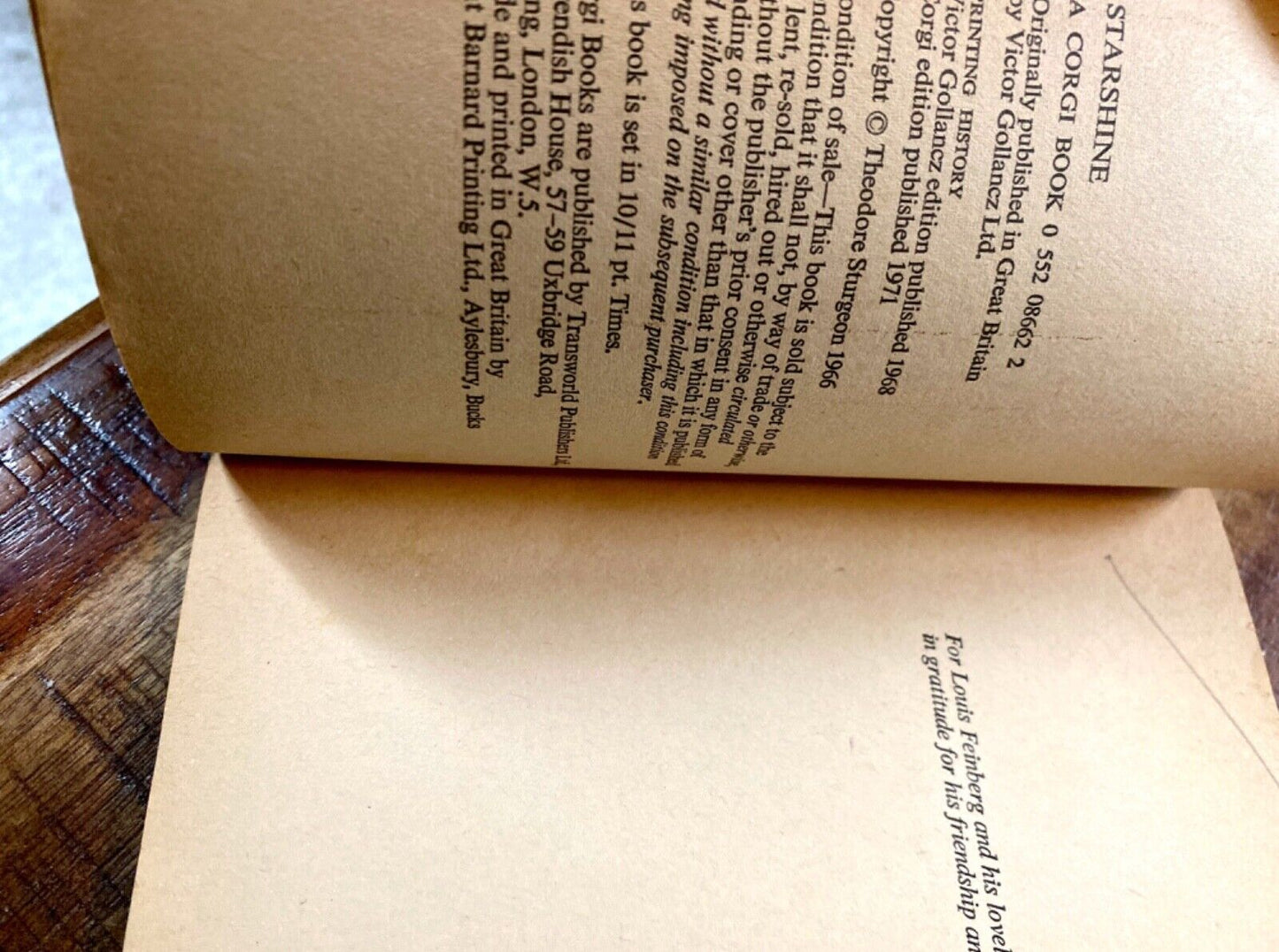 Starshine by Theodore Sturgeon 1971 Corgi Books Paperback British Edition