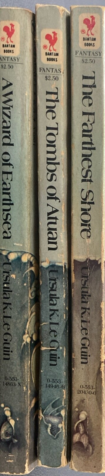 The Earthsea Trilogy by Ursula K. LeGuin 1970s Bantam Paperback