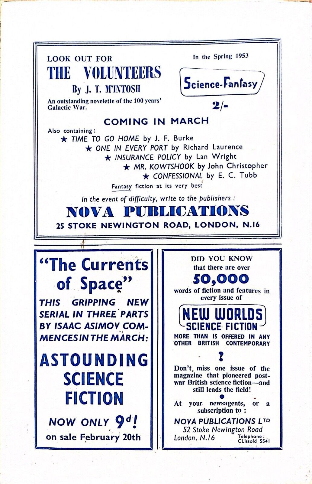 New Worlds Science Fiction Volume 7 No. 20 March 1953 Chandler Tubb