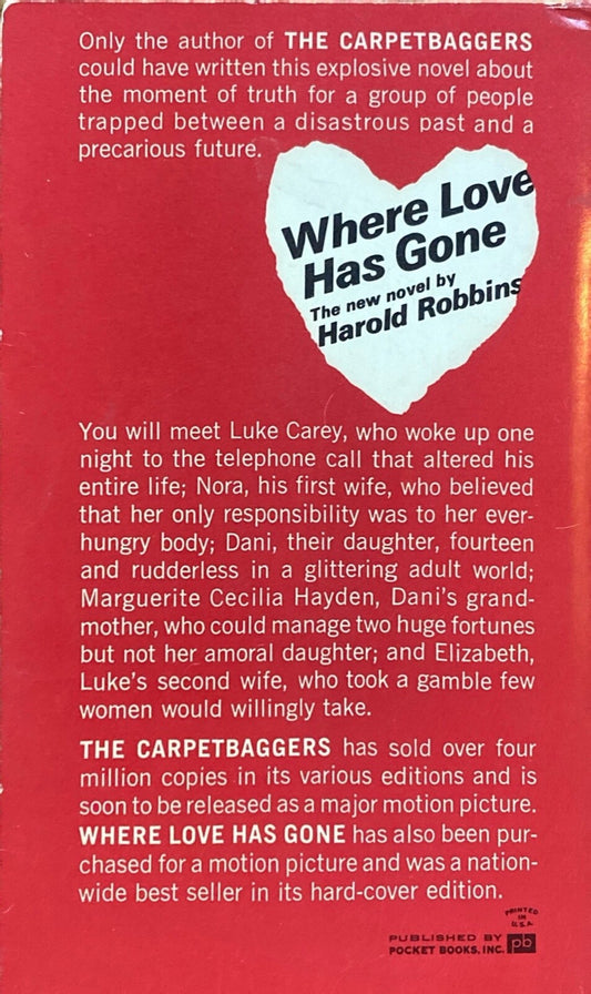 Where Love Has Gone by Harold Robbins 1963 Pocket GC-784 Paperback