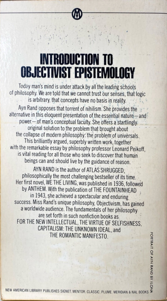 Introduction to Objectivist Epistemology by Ayn Rand 1979 Mentor Paperback