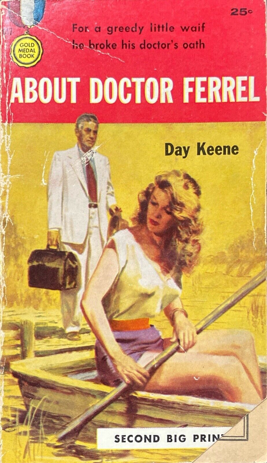 About Doctor Ferrel by Day Keene 1956 Fawcett Gold Medal 617 Paperback