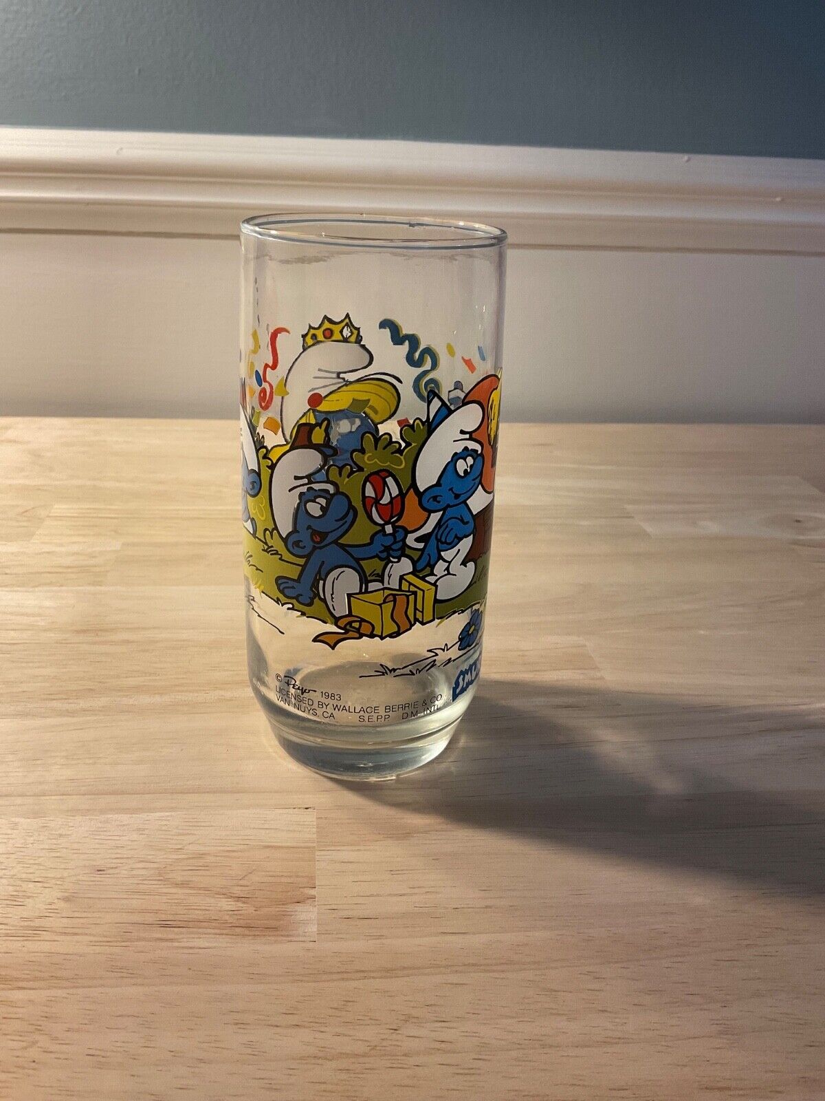 Smurfs Smurfette Drinking Glass Cup Vintage 1983 Peyo Wallace Berrie & Co