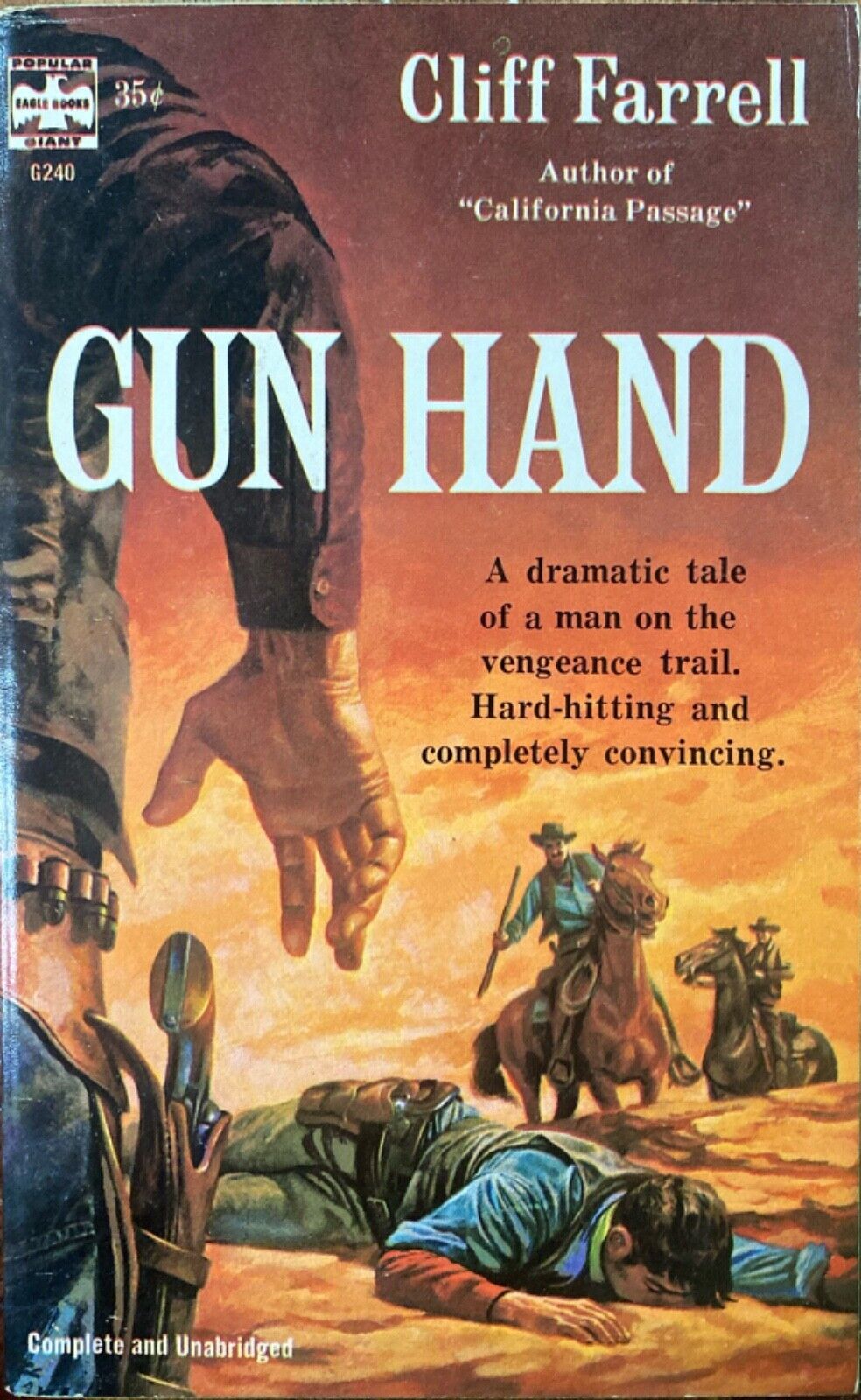 Gun Hand by Cliff Farrell 1958 Popular Library Eagle Books G240 Paperback
