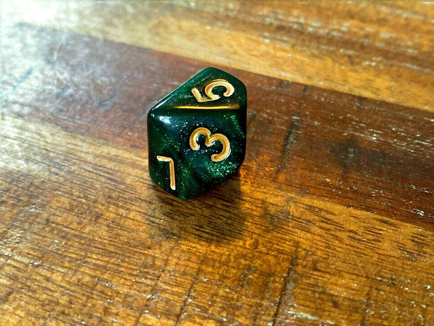 Set of 7 TTRPG Gaming Dice Dungeons & Dragons Pathfinder Forest Green Sparkle