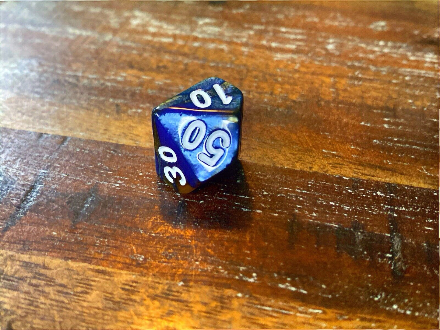 Set of 7 TTRPG Gaming Dice Dungeons & Dragons Pathfinder D20 Blue Tan Marble