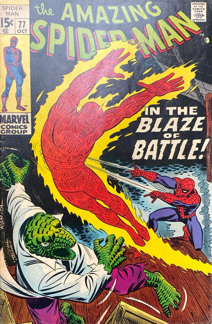 Marvel Comics Amazing Spider-man #77 Silver Age 1969 Lizard Human Torch