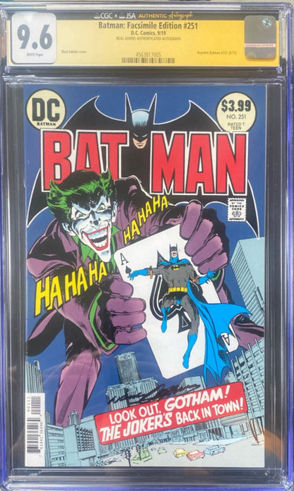 DC Comics Batman #251 Facsimile CGC 9.6 signed Neal Adams JSA