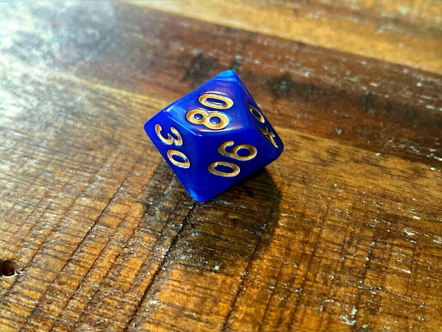 Set of 7 TTRPG Gaming Dice Dungeons & Dragons Pathfinder D20 Blue Marble Gold