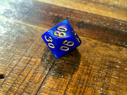 Set of 7 TTRPG Gaming Dice Dungeons & Dragons Pathfinder D20 Blue Marble Gold
