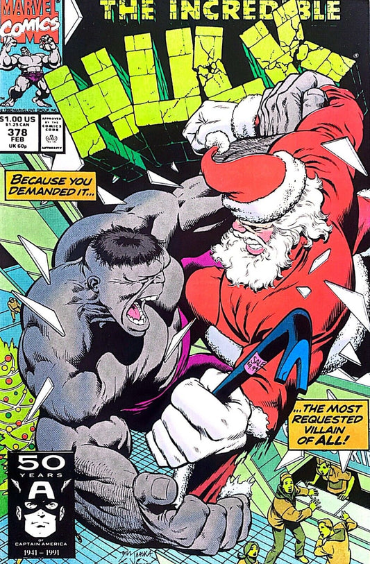 Marvel Comics Incredible Hulk #378 Copper Age 1991 Santa Claus