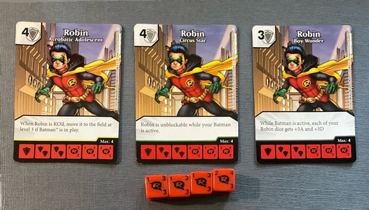 Wizkids DC Dice Masters Justice League Robin CUR Rare Set +4 dice
