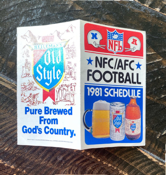 1981 NFL NFC/AFC Football Schedule Pocket Old Style Beer