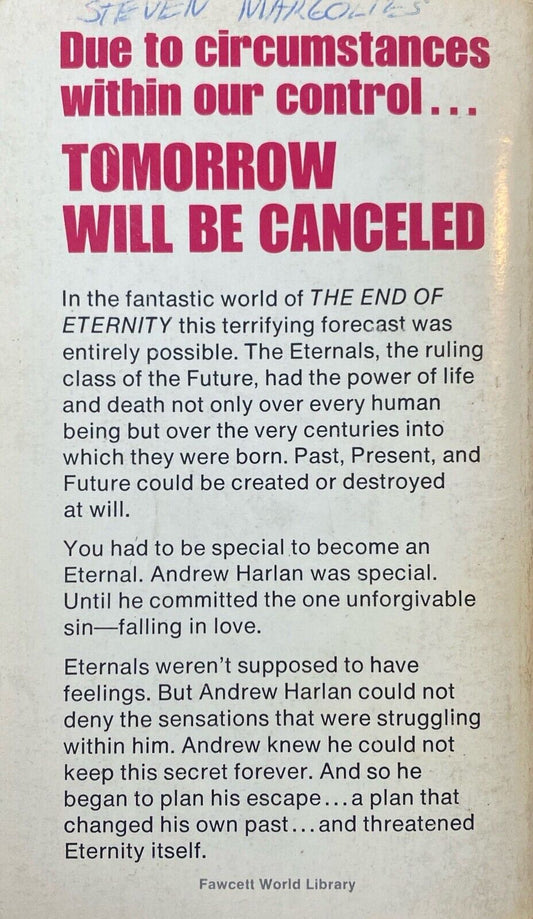The End of Eternity by Isaac Asimov 1971 Fawcett Crest P2307 Paperback