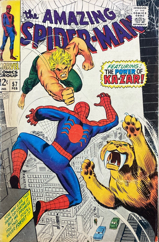 Marvel Comics Amazing Spider-man #57 Silver Age 1968 Ka-zar
