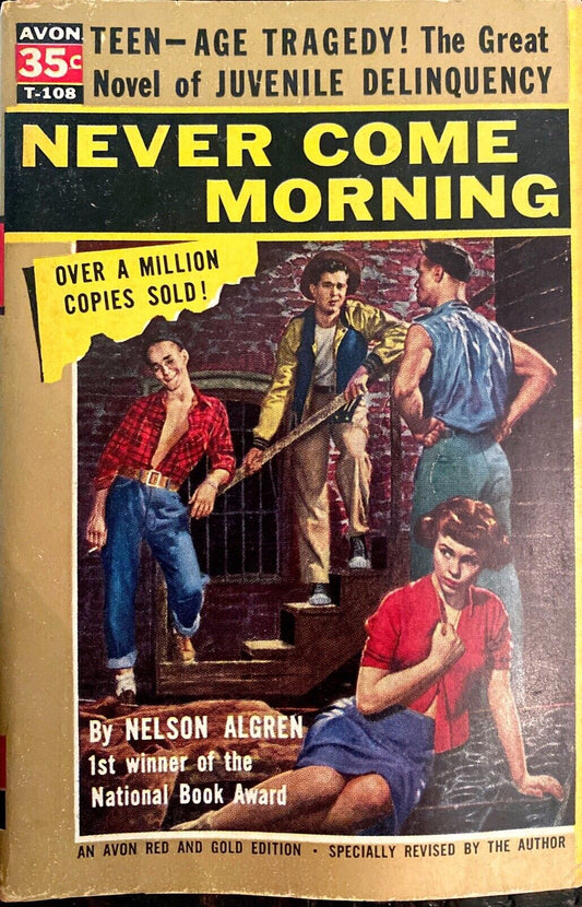 Never Come Morning by Nelson Algren 1950 Avon T-108 Paperback