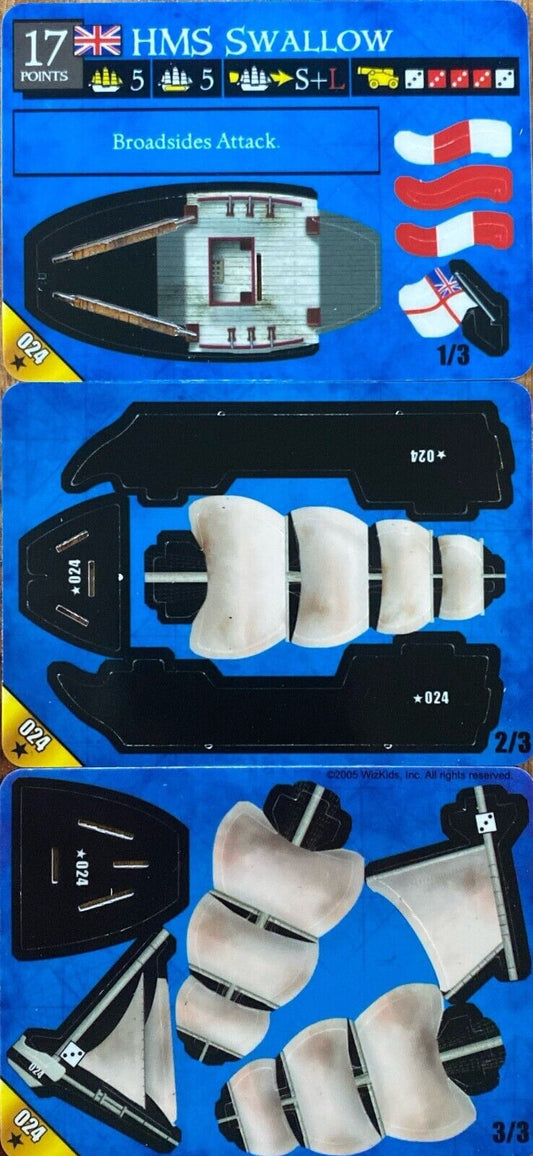 WizKids Pirates CSG of the Revolution 024 HMS Swallow Unpunched
