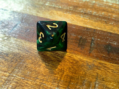Set of 7 TTRPG Gaming Dice Dungeons & Dragons Pathfinder Forest Green Sparkle