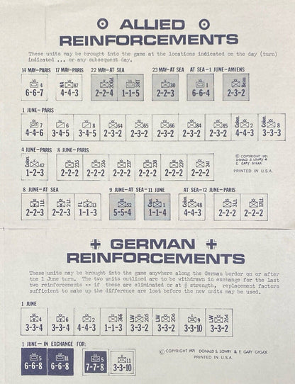 Guidon Games Dunkirk: The Battle of France 1971 Gary Gygax Complete