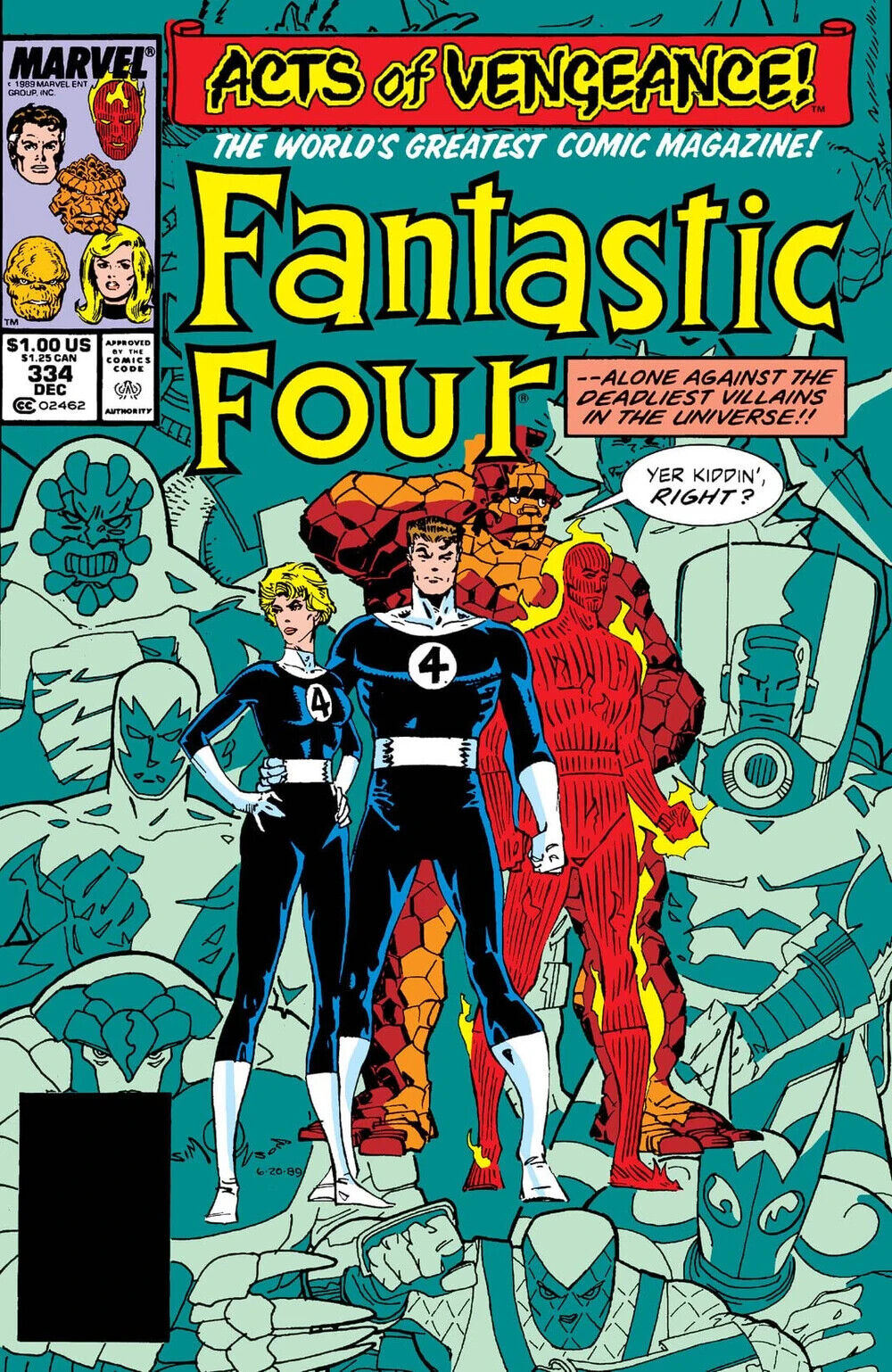 Marvel Comics Fantastic Four #334 Copper Age 1989 Acts of Vengeance
